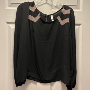 Sheer black & tan blouse - Size M